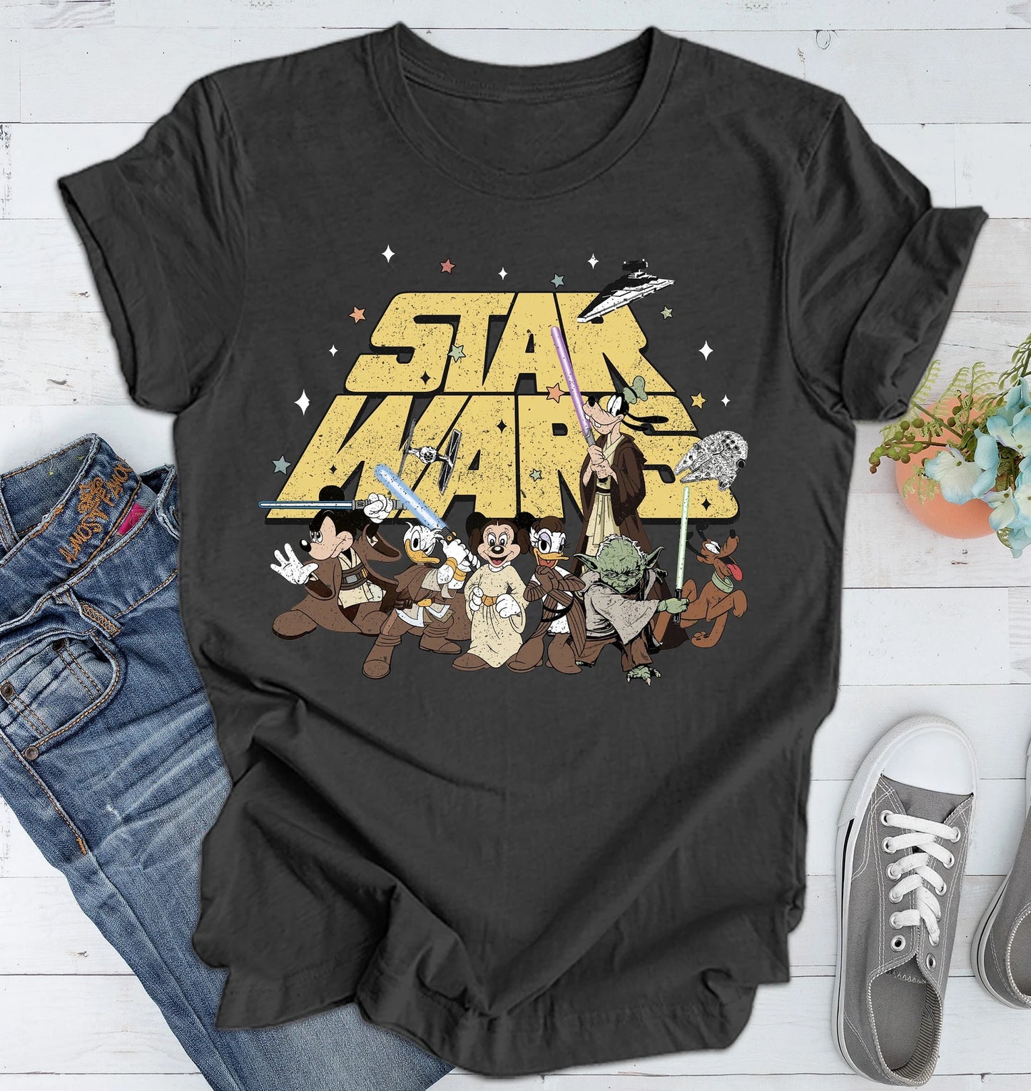 Disney Star Wars Mickey And Friends Shirt, Star Wars Disney Characters Shirt, Disney Star Wars Family Trip Shirt, Disney Vacation shirt ONESIE