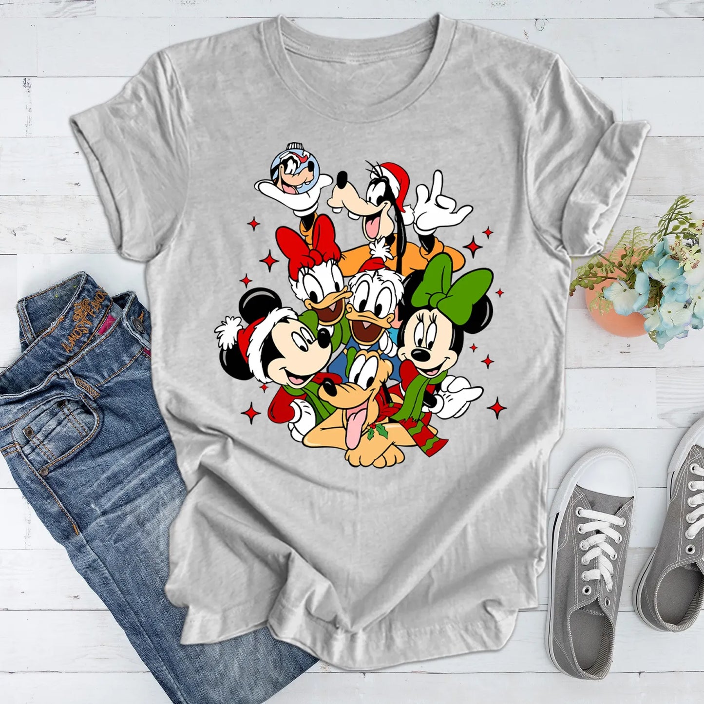 Disney Characters Christmas Sweatshirt, Disney Christmas Sweatshirt, Mickey Christmas Sweatshirt, Minnie Christmas Shirt, Xmas Disney Shirt Woman Sweatshirt