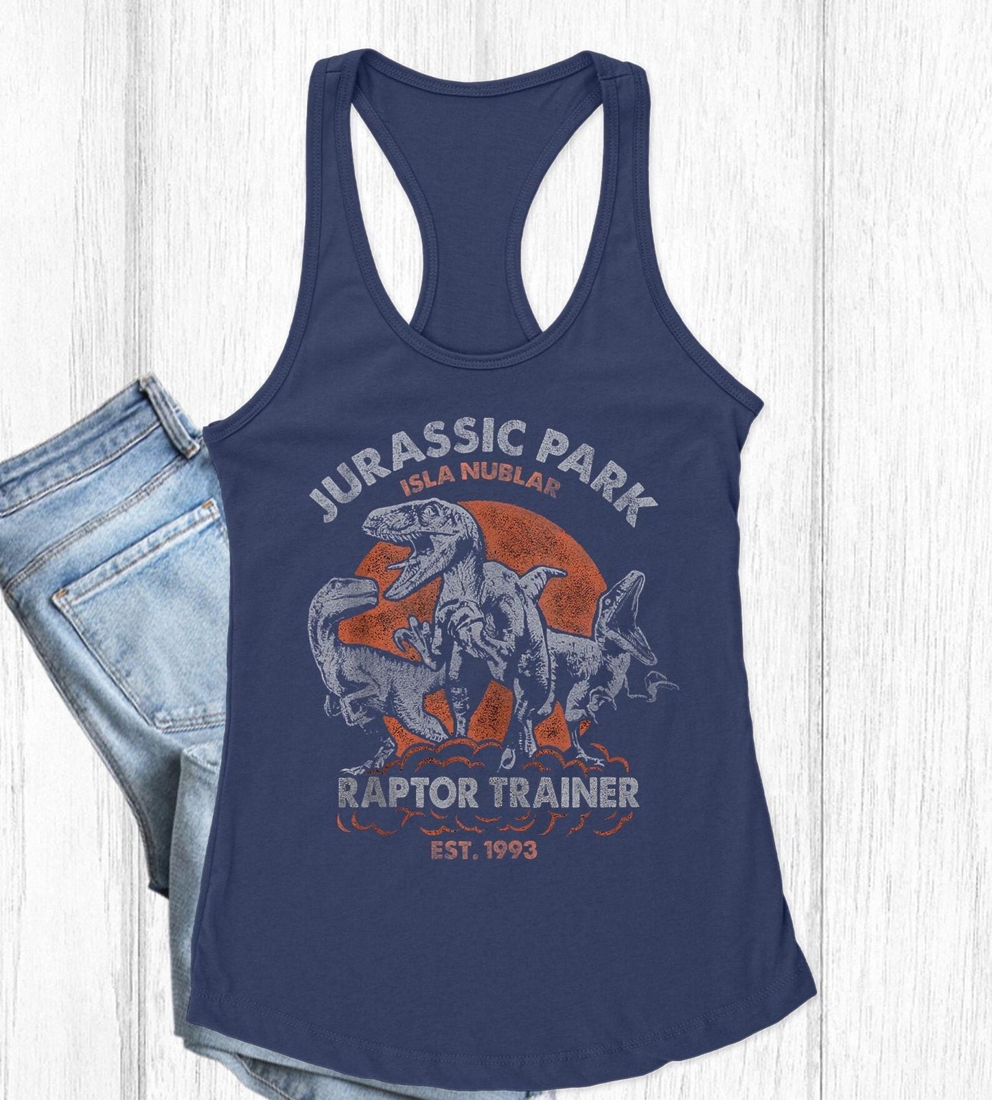 Jurassic Park Couple Shirt and tank Top, Raptor Trainer Est 1993 Shirt, Dinosaur T-rex Trip Tee, Tyrannosaurus Tee, Jurassic Park Adventure Racerback