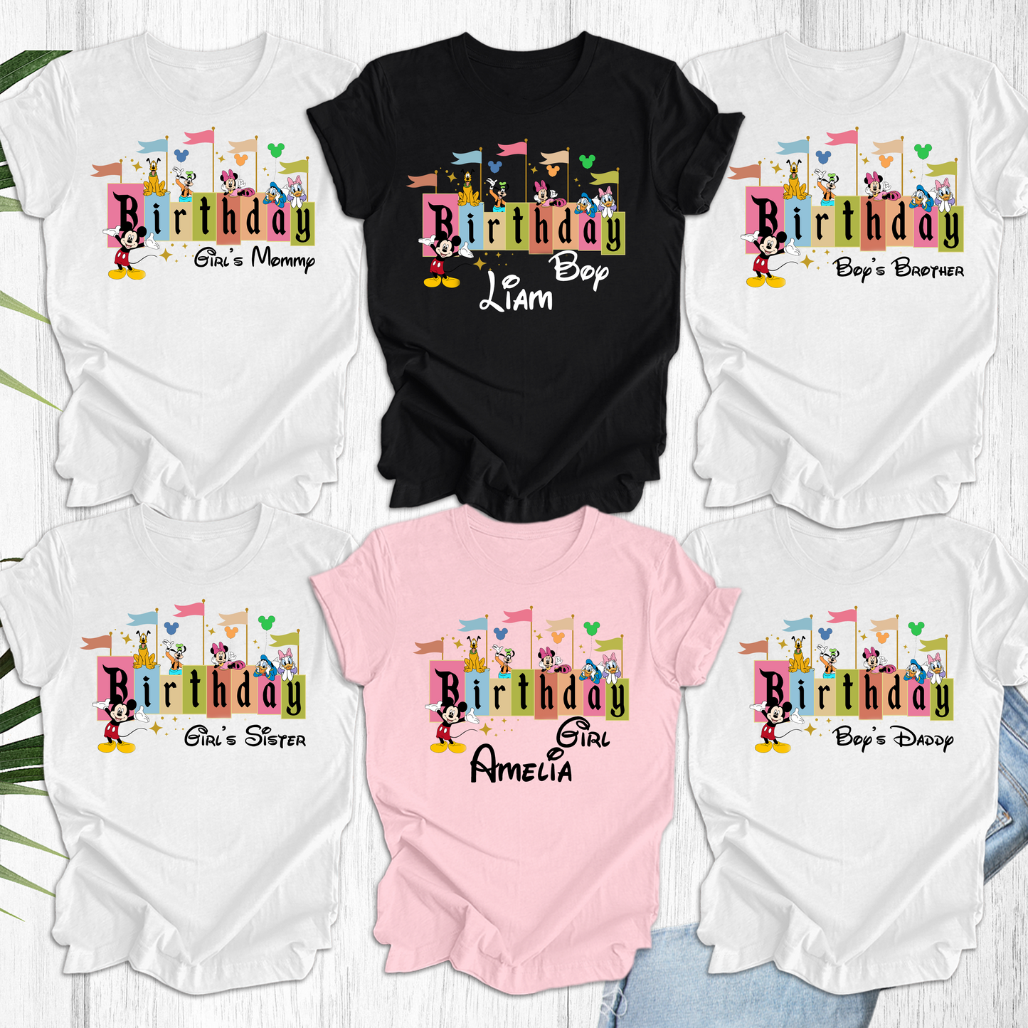 1st Birthday Girl Outfit, Disney Birthday Boy, Girl, Birthday Squad Disney Characters, Disney Clothing For Toddlers YOUTH
