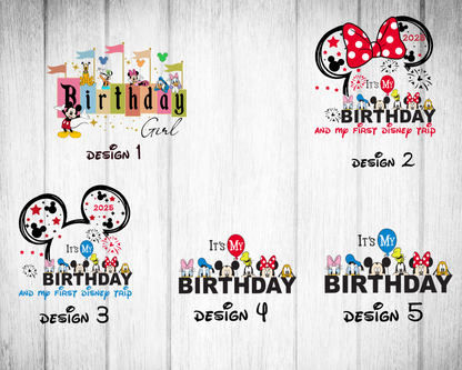 1st Birthday Girl Outfit, Disney Birthday Boy, Girl, Birthday Squad Disney Characters, Disney Clothing For Toddlers YOUTH