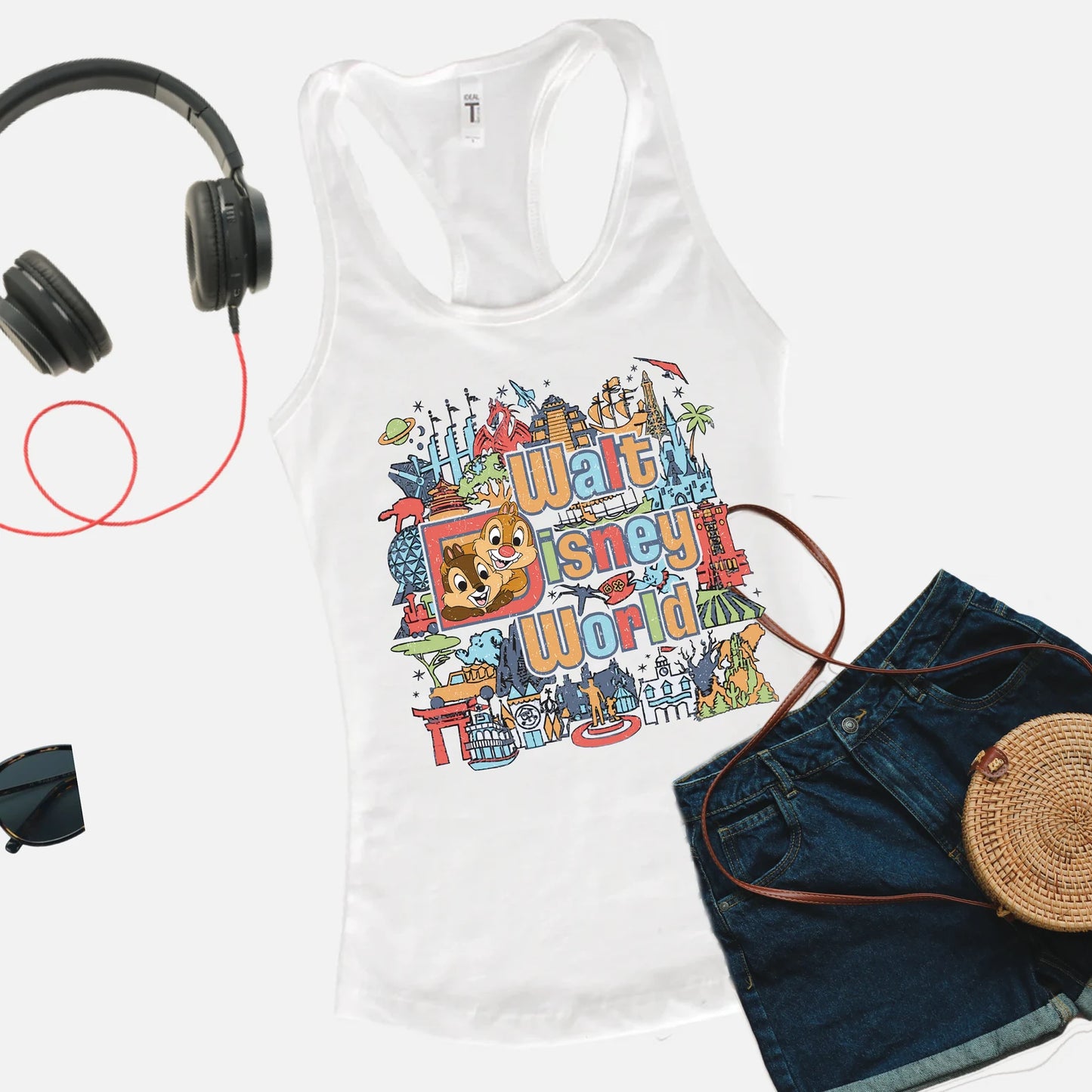 Vintage Retro Disney World Shirt, Custom Character Mickey Minnie Chip Dale Pooh Shirt, Mickey Vintage Retro Shirt Tank Top, Walt Disney Tee YOUTH
