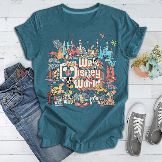 Vintage Retro Disney World Shirt, Custom Character Mickey Minnie Chip Dale Pooh Shirt, Mickey Vintage Retro Shirt Tank Top, Walt Disney Tee YOUTH