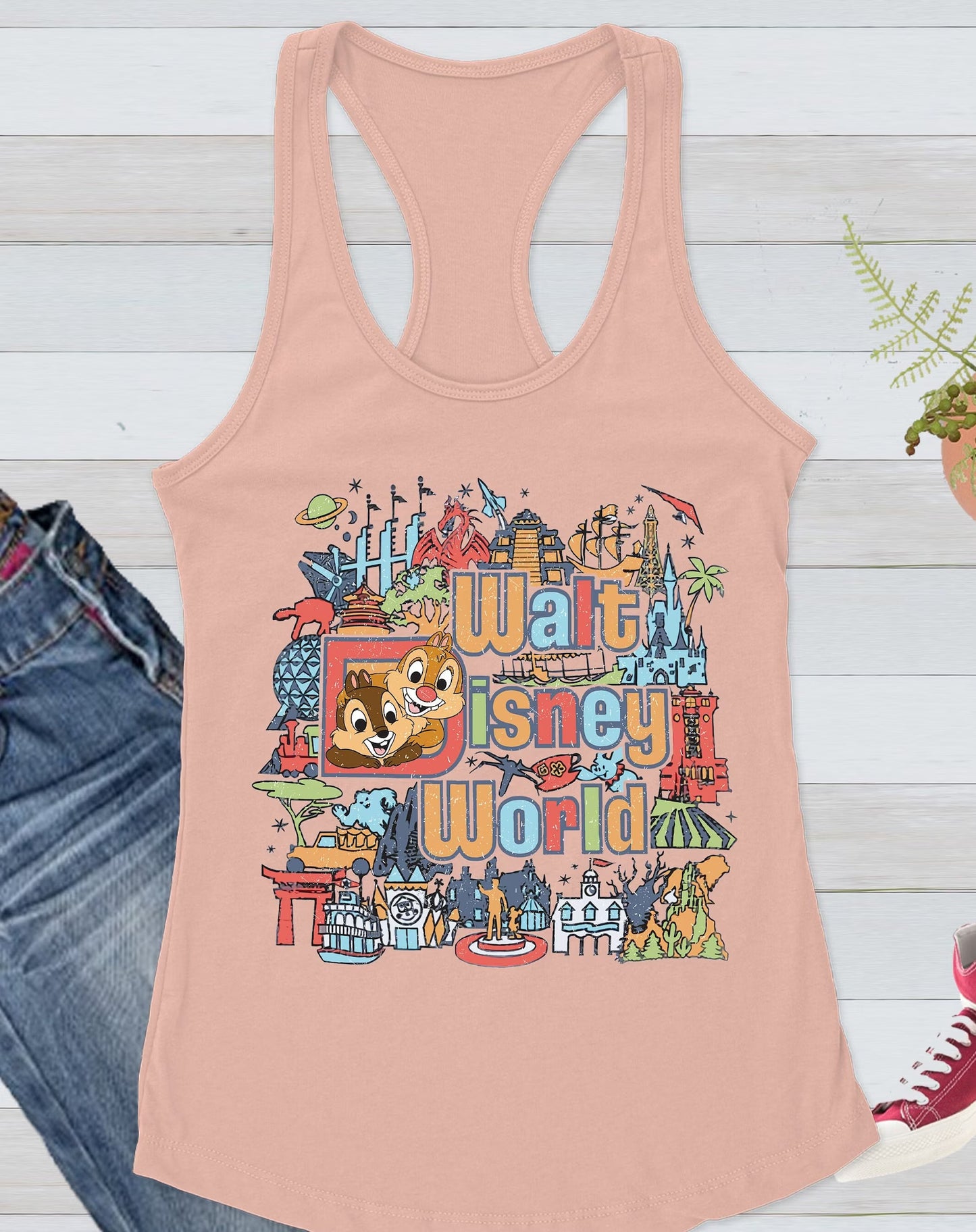Walt Disney World Shirt Tank Top, Walt Disney Chip And Dale Shirt, Vintage Disney Shirt, Chip And Dale Disney Tank Top, Disneyland Tee ONESIE
