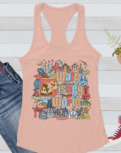 Walt Disney World Shirt Tank Top, Walt Disney Chip And Dale Shirt, Vintage Disney Shirt, Chip And Dale Disney Tank Top, Disneyland Tee ONESIE