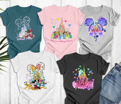 Disney Watercolor Castle Shirt, Disney Castle Shirt, Disney Princess Castle Shirt, Disney Princess On Castle Shirt, Disney Family Shirt ONESIE