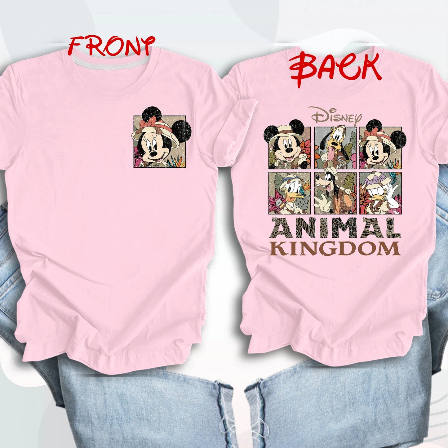 Two Sided Disney Animal Kingdom Couple Mickey Minnie Shirt ,Retro Disney Animal Kingdom Shirt Tank Top, Disney Family animal Kingdom Outfit YOUTH