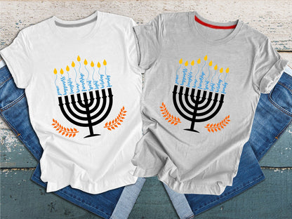 Hanukkah Jewish Shirt,Menorah Hanukkah shirt, Hanukkah Familyshirt, Jewish christmas shirt, Chanukah Holiday Gift, Happy Hanukkah Day shirt Racerback