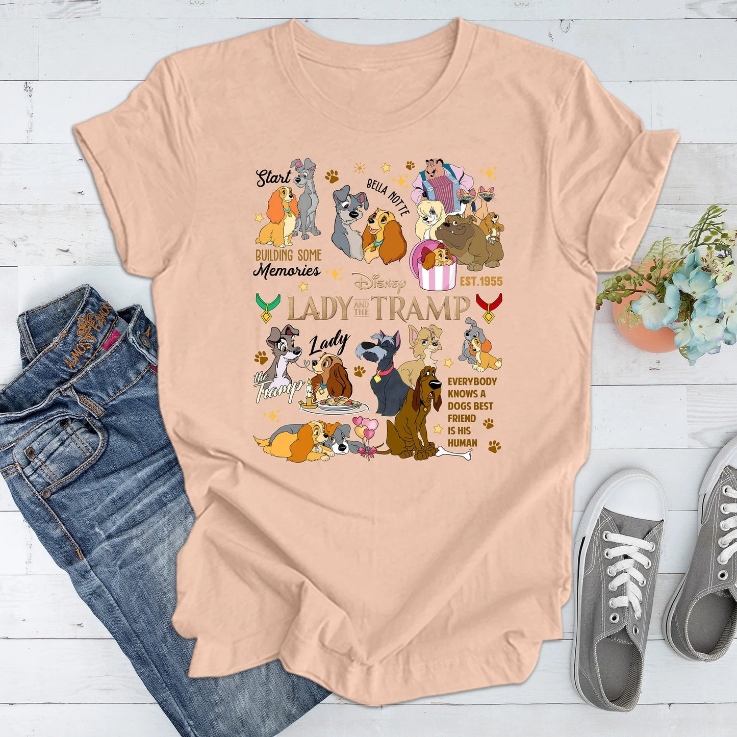 Vintage Lady And The Tramp Sweatshirt | Retro Lady And Tramp Shirt | Disneyland Love Shirt | Dog Lover Shirt ONESIE