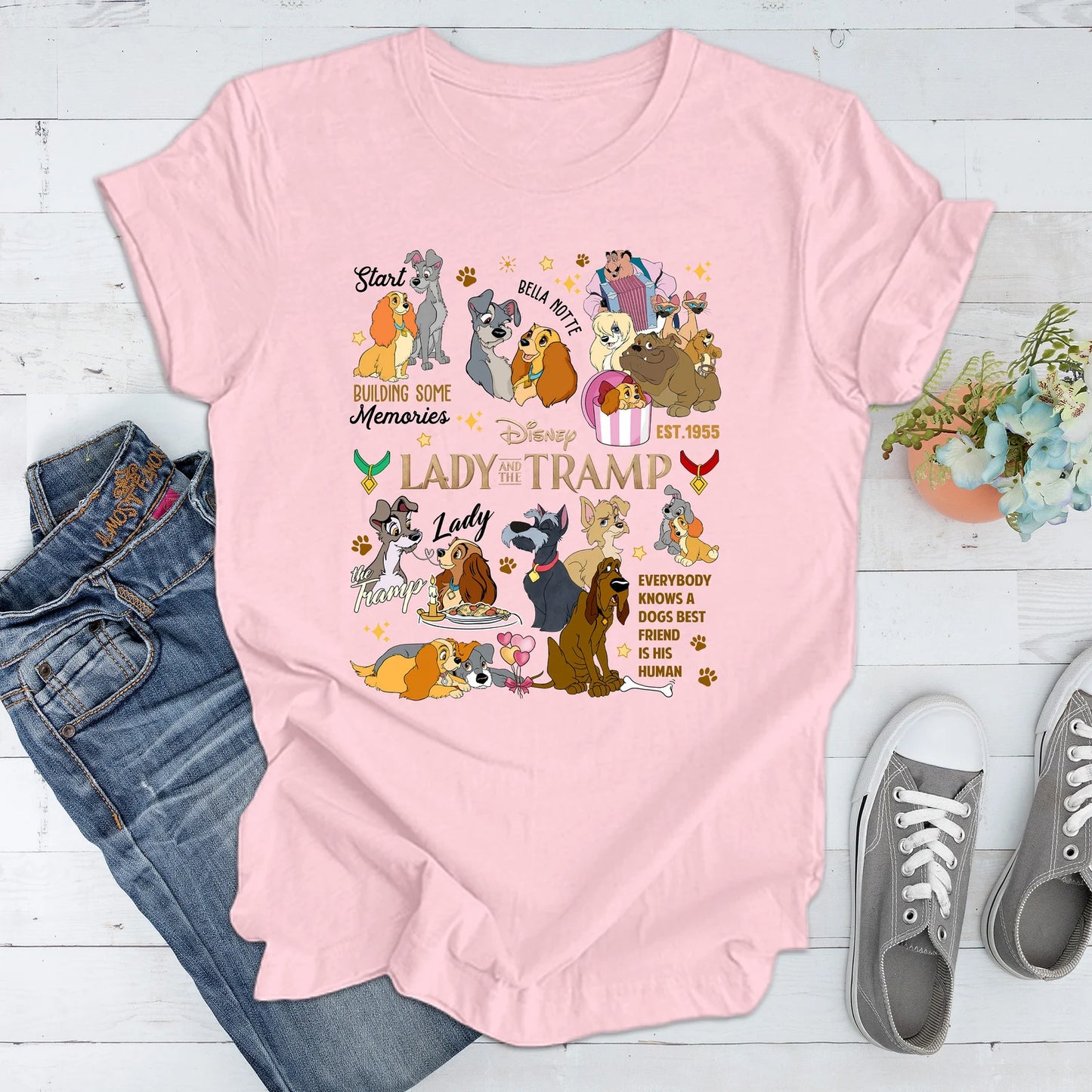 Vintage Lady And The Tramp Sweatshirt | Retro Lady And Tramp Shirt | Disneyland Love Shirt | Dog Lover Shirt ONESIE
