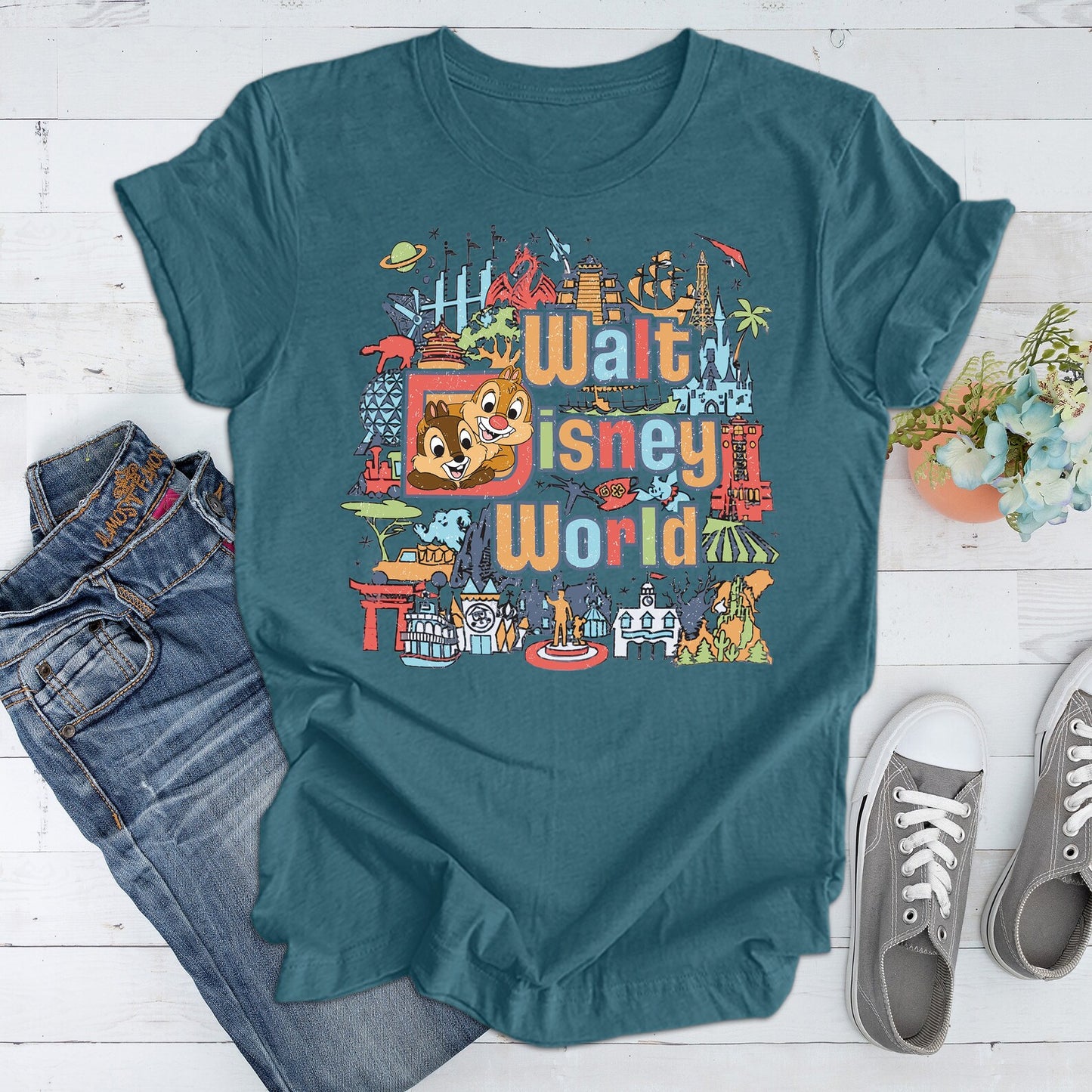 Walt Disney World Shirt Tank Top, Walt Disney Chip And Dale Shirt, Vintage Disney Shirt, Chip And Dale Disney Tank Top, Disneyland Tee ONESIE