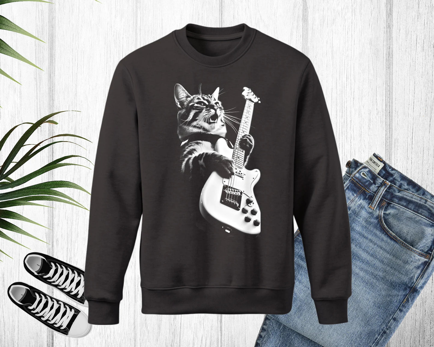 Rock Cat Playing Guitar Shirt: A Funny Guitar Cat T-Shirt Perfect for Cat Lovers and Rock Lovers Alike YOUTH