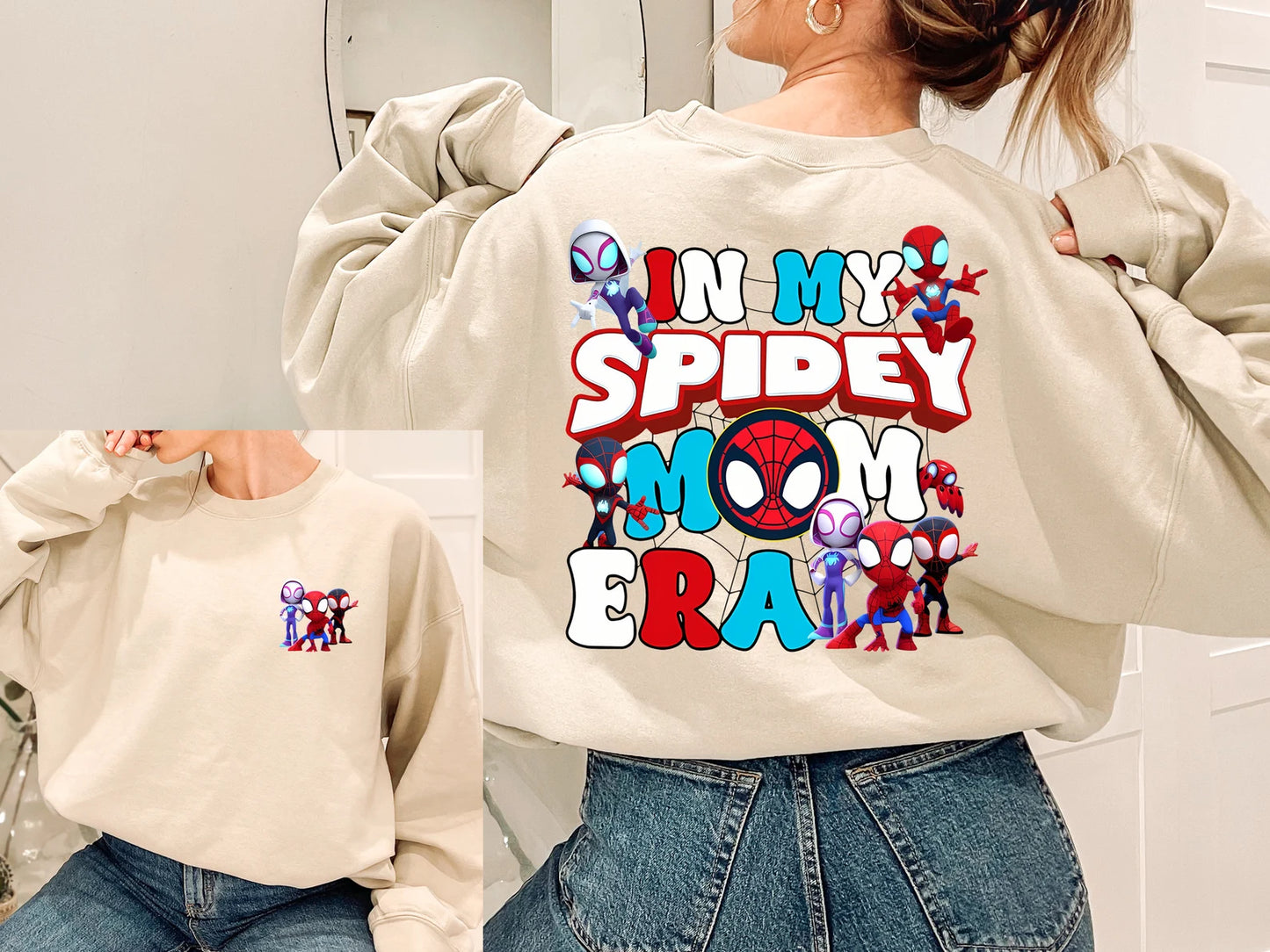 In my Spidey Dad, Sis, Bro and Mom Era Sweatshirt, Disney Spidey Hero Mama Sweatshirt, Spider Mommy Sweatshirt, Funny Mother Sweatshirt (SWEATSHIRT)