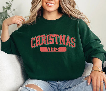 Retro Christmas Vibes Sweatshirt, Women Christmas Sweatshirt, Holiday Sweater, Cute Christmas Sweatshirt, Christmas Gift, Winter Shirt Men Sweatshirt