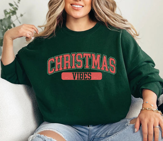 Retro Christmas Vibes Sweatshirt, Women Christmas Sweatshirt, Holiday Sweater, Cute Christmas Sweatshirt, Christmas Gift, Winter Shirt Woman Sweatshirt
