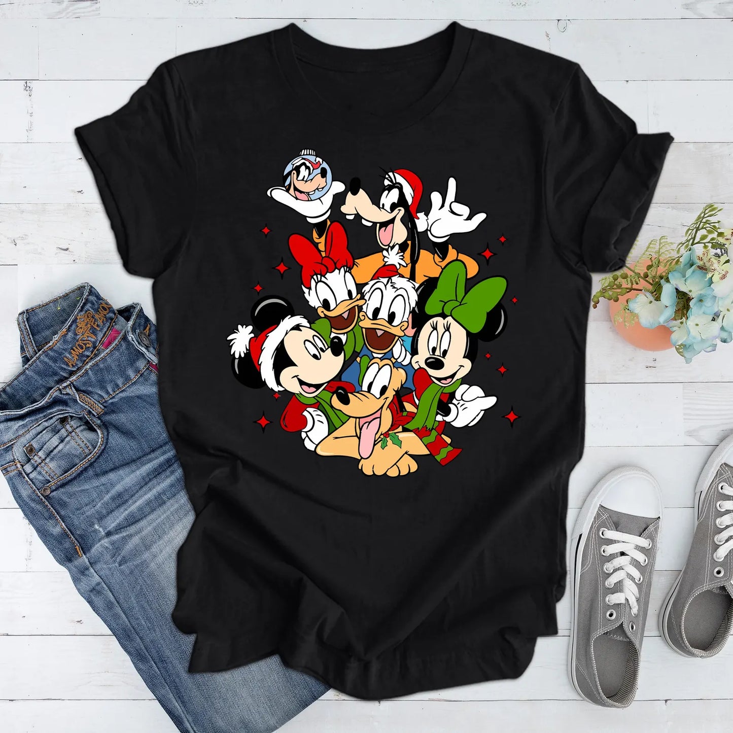 Disney Characters Christmas Sweatshirt, Disney Christmas Sweatshirt, Mickey Christmas Sweatshirt, Minnie Christmas Shirt, Xmas Disney Shirt  Men Sweatshirt