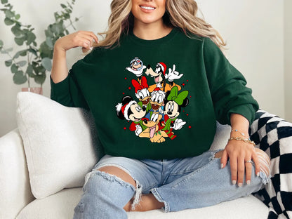 Disney Characters Christmas Sweatshirt, Disney Christmas Sweatshirt, Mickey Christmas Sweatshirt, Minnie Christmas Shirt, Xmas Disney Shirt  Men Sweatshirt