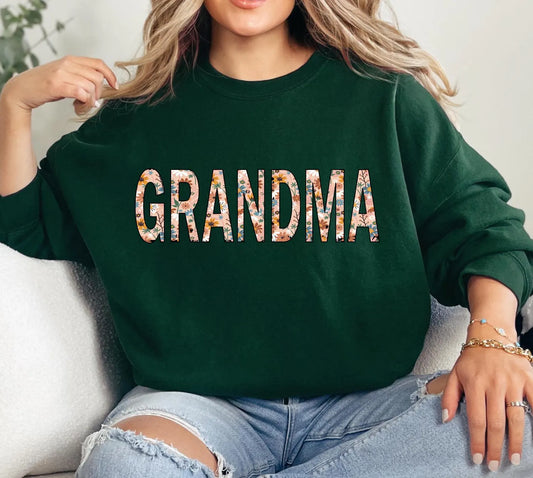 Grandma Sweatshirt, Floral Grandma Sweatshirt, Grandma Crewneck, Grandma Sweater, Gift for Grandma, First Time Grandma Gift, Grandma Floral 3 (SWEATSHIRT)