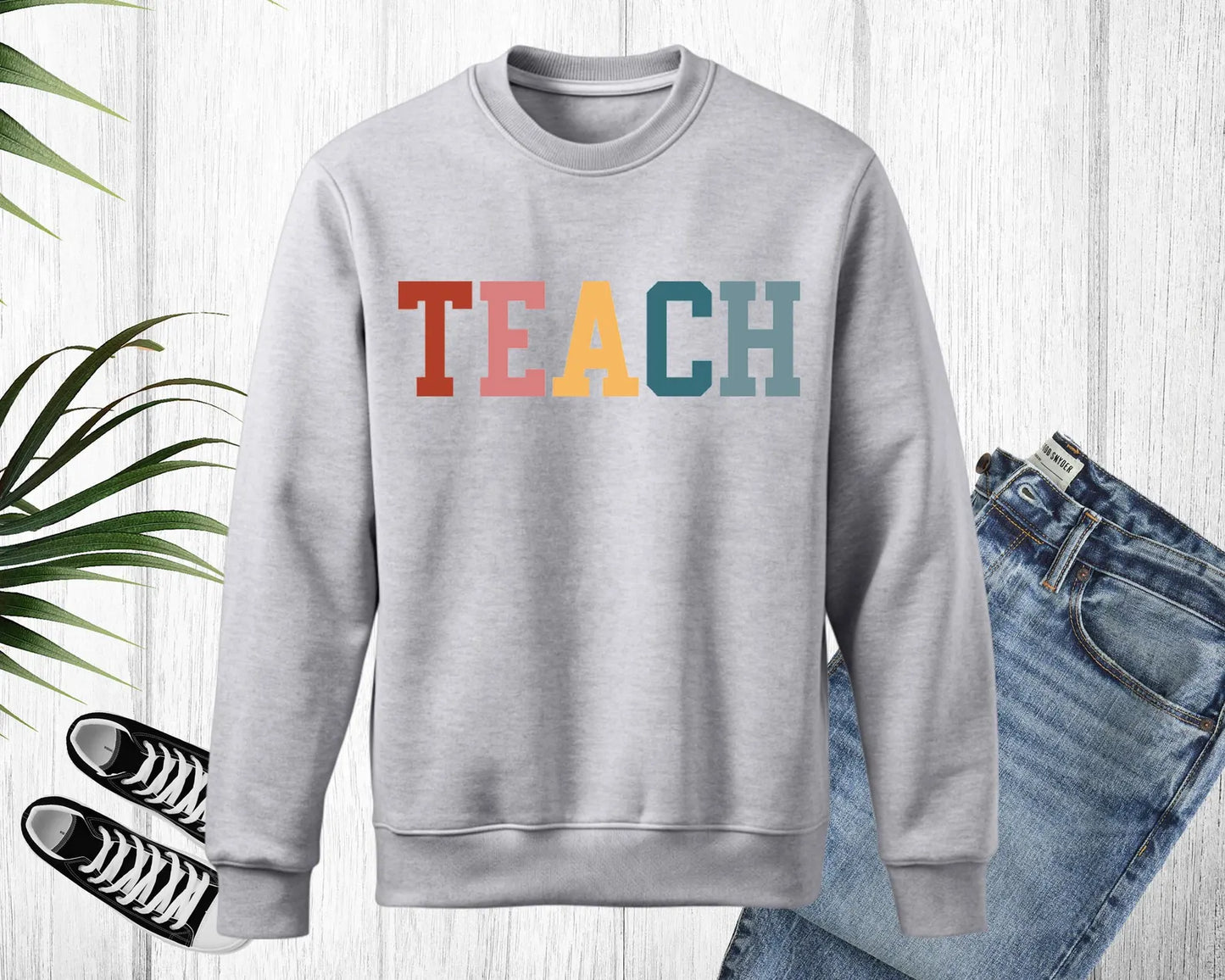 Floral Bow Teach Sweatshirt, Cute Teacher Sweatshirt, Teacher Appreciation Gift, Back To School, Elementary Teacher Shirt, Team Teacher 3 (SWEATSHIRT)