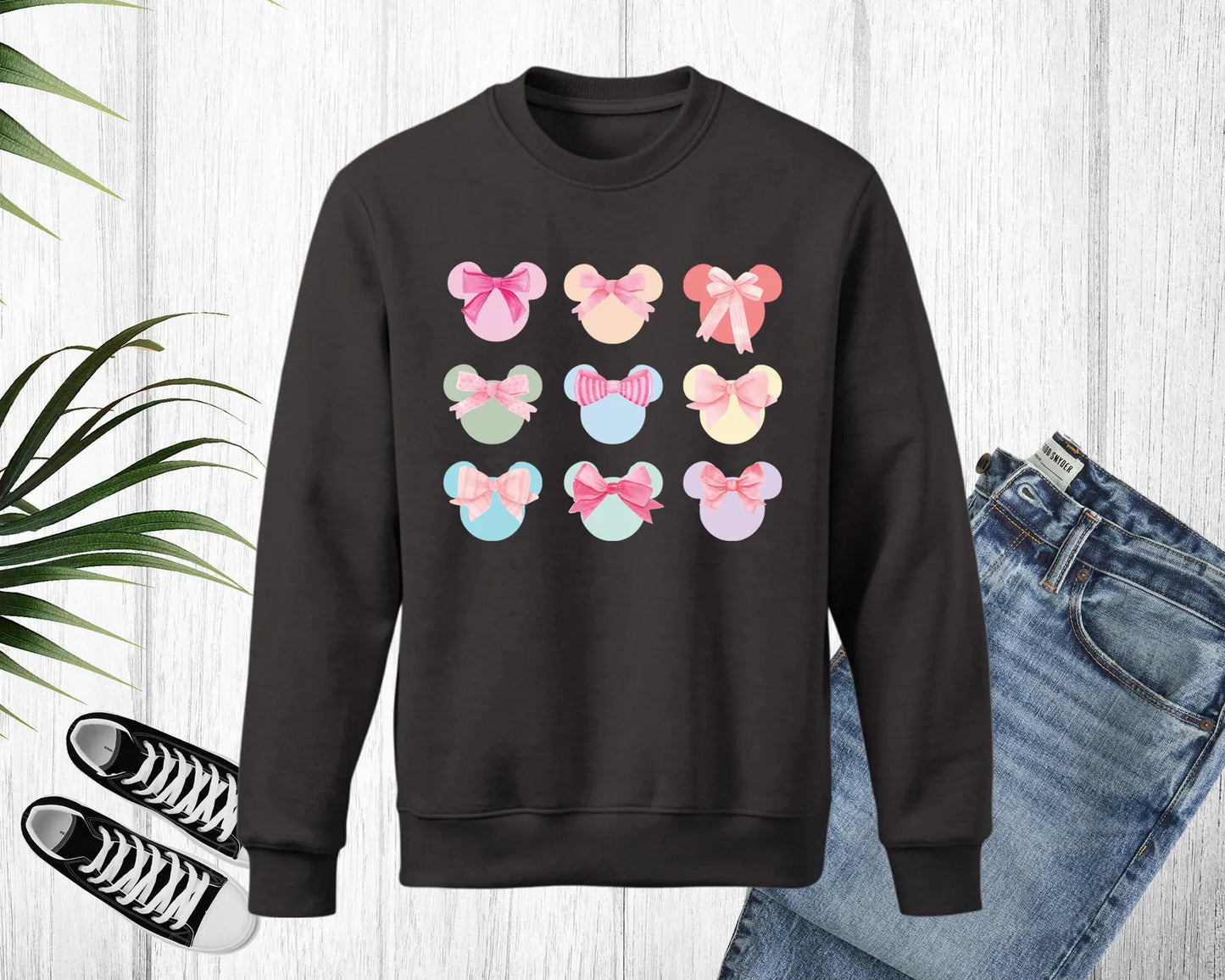 Groovy Mouse Ears Sweatshirt Happiest Place On Earth Sweatshirts Cute Family Trip Shirt Matching Retro Checkered Sweater Kids Toddler Adult 3 (SWEATSHIRT)