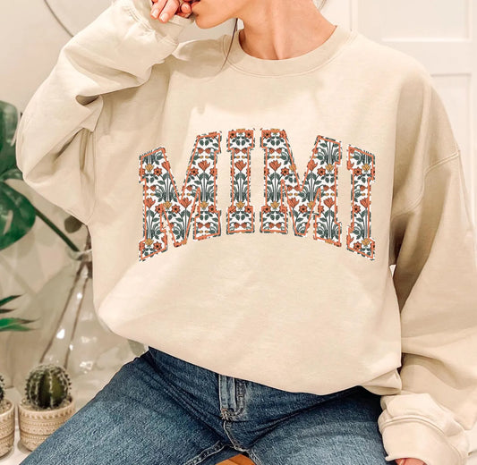 Mimi Sweatshirt, Floral Mimi Sweatshirt, Grandma Crewneck, Grandma Sweater, Gift for Grandma, First Time Grandma Gift, Grandma Floral 3 (SWEATSHIRT)