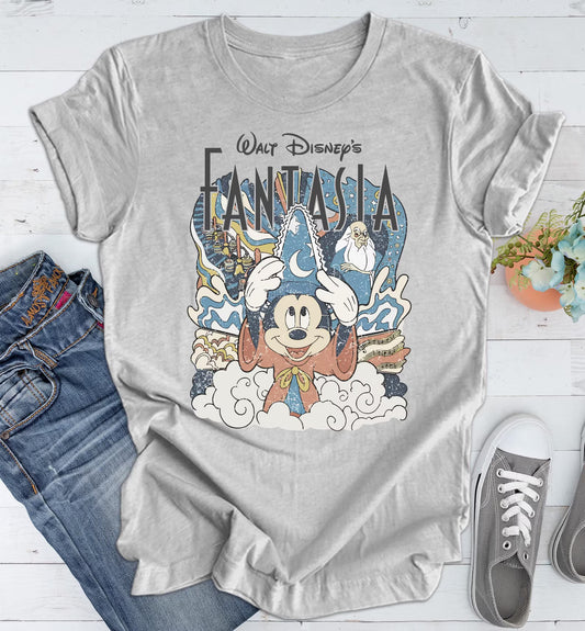 Disney Fantasia Shirt - Retro Sorcerer Mickey Tee for Disneyworld Trips, Vintage Walt Disney Fantasy, Fantasia Disney shirt Woman T-Shirt