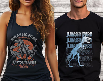 Jurassic Park Couple Shirt and tank Top, Raptor Trainer Est 1993 Shirt, Dinosaur T-rex Trip Tee, Tyrannosaurus Tee, Jurassic Park Adventure Racerback