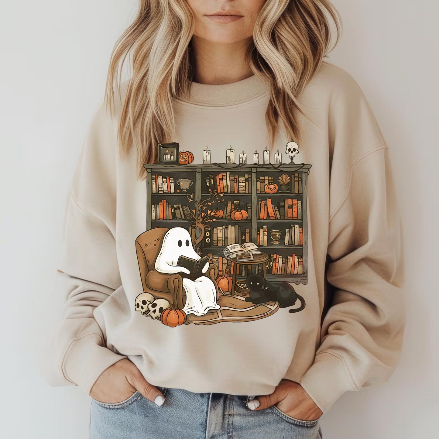 The Boo-Tles Halloween Shirt, Retro Ghost Reading Books Tee, Librarian Ghost Halloween, It Was A Graveyard Smash Shirt,Halloween Balloon Tee Men T-Shirt
