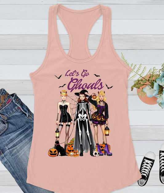 Let’s Go Ghouls Halloween Shirt ,Girls Night Witch Costume Tank, Cute Spooky Girl Group Tee, LOCT tee, Halloween Shirt For Family Racerback