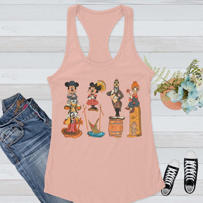 Disney Halloween Characters Tank Top , Cute Spooky Friends Shirt, Matching Halloween Family Tee, LOCT tee, Halloween Shirt For Family Racerback