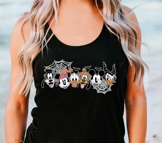 Disney Halloween Characters Tank Top , Cute Spooky Friends Shirt, Matching Halloween Family Tee, LOCT tee, Halloween Shirt For Family Racerback