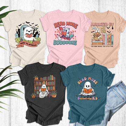 The Boo-Tles Halloween Shirt, Retro Ghost Reading Books Tee, Librarian Ghost Halloween, It Was A Graveyard Smash Shirt,Halloween Balloon Tee Men T-Shirt