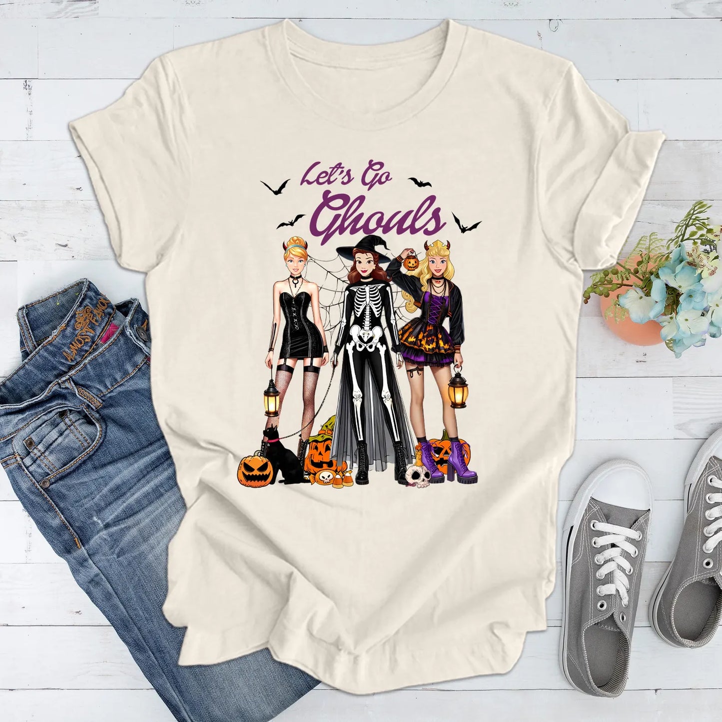 Let’s Go Ghouls Halloween Shirt ,Girls Night Witch Costume Tank, Cute Spooky Girl Group Tee, LOCT tee, Halloween Shirt For Family Racerback