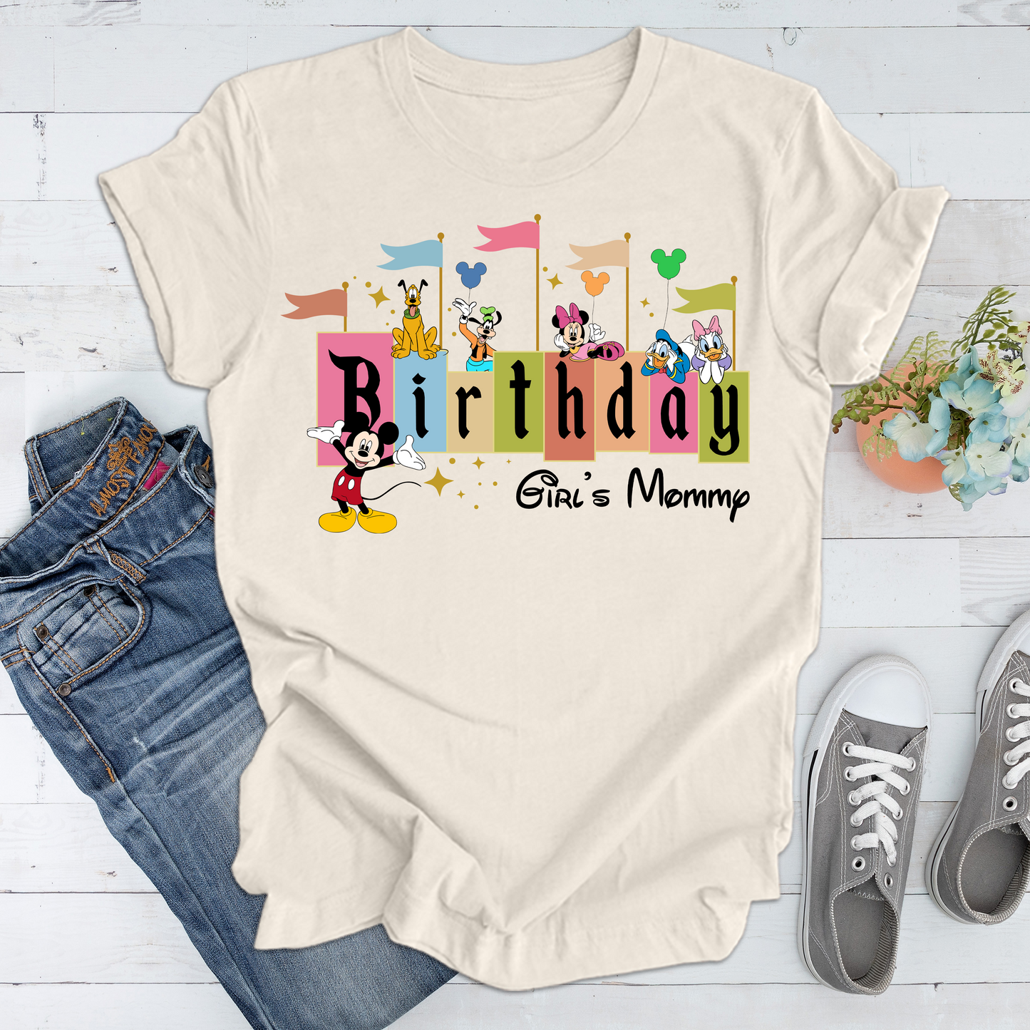 1st Birthday Girl Outfit, Disney Birthday Boy, Girl, Birthday Squad Disney Characters, Disney Clothing For Toddlers YOUTH